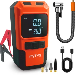myTVS JS-1 Car Jump Starter Power Bank - Portable Battery Booster with Power Bank, LED Light for Car, Bike & SUV